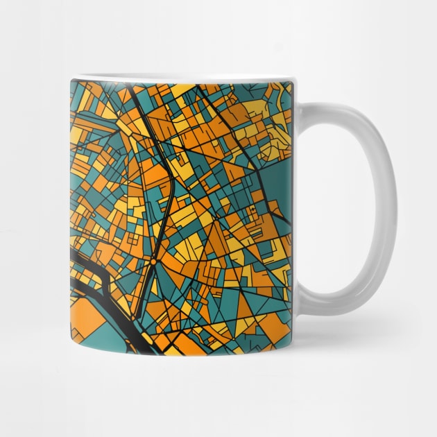 Paris Map Pattern in Orange & Teal by PatternMaps